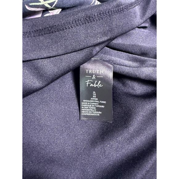 Truth And Fable Women’s Black Floral Shoulder Frill Dress Size XL E125 - Picture 6 of 10